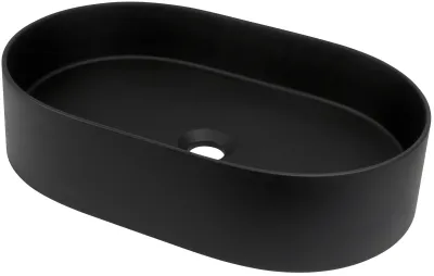 Oval countertop washbasin Deante Silia 55 x 35 cm in matte black