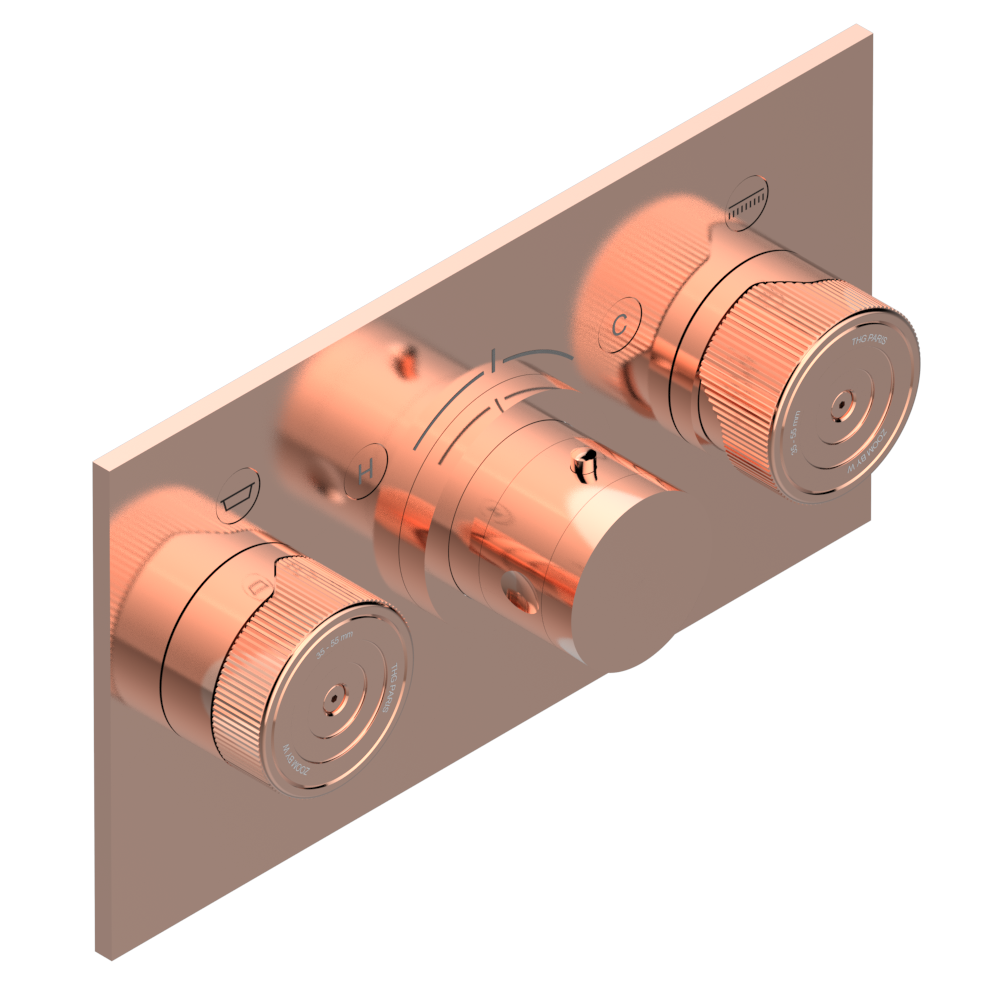 Set de finition THG pour douche thermostatique à encastrer avec deux robinets d'arrêt pour installation horizontale à 2 fonctions - Collection "Zoom.5" — vue 4