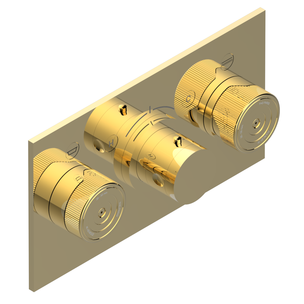 Set de finition THG pour douche thermostatique à encastrer avec deux robinets d'arrêt pour installation horizontale à 2 fonctions - Collection "Zoom.5" — vue 3