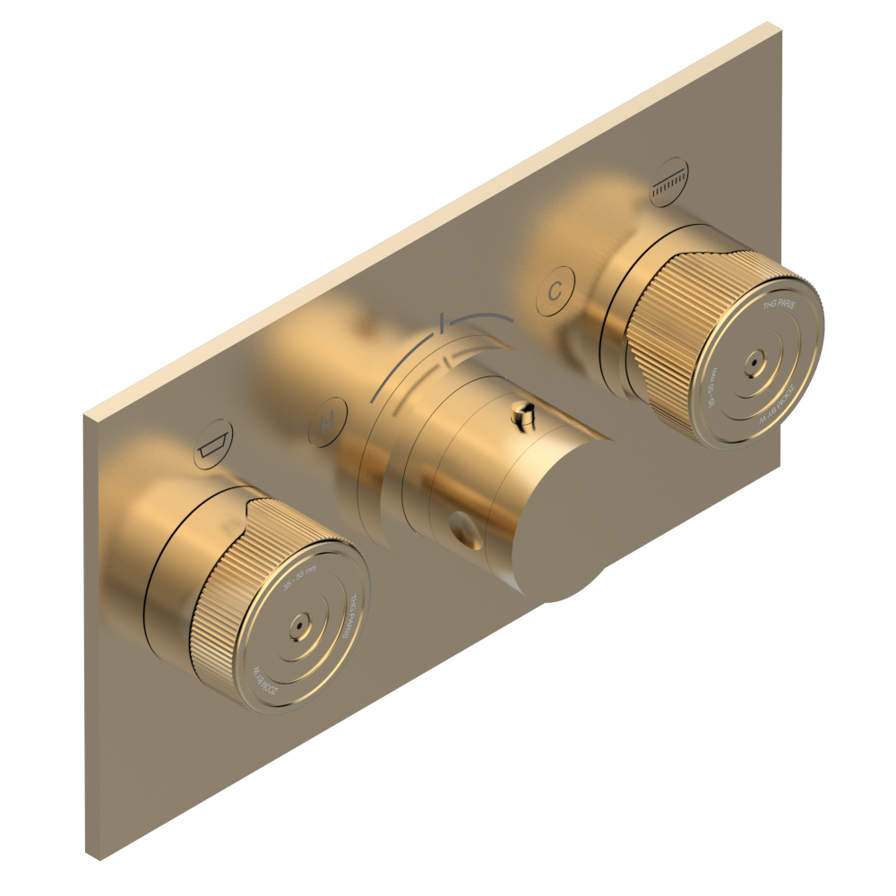 Set de finition THG pour douche thermostatique à encastrer avec deux robinets d'arrêt pour installation horizontale à 2 fonctions - Collection "Zoom.5" — vue 5