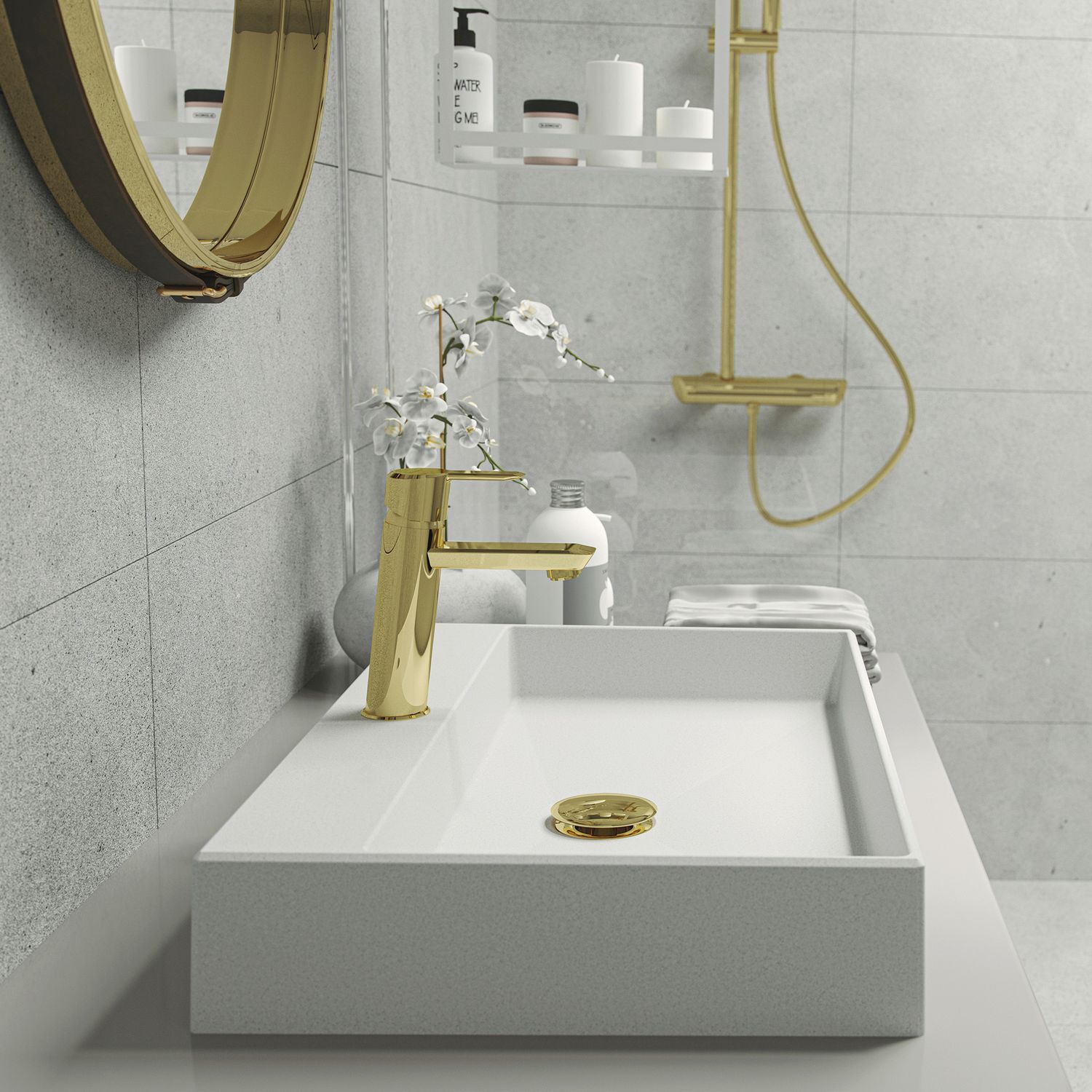 Mitigeur de lavabo Deante Arnika 100 sans bonde en PVD doré poli — vue 2