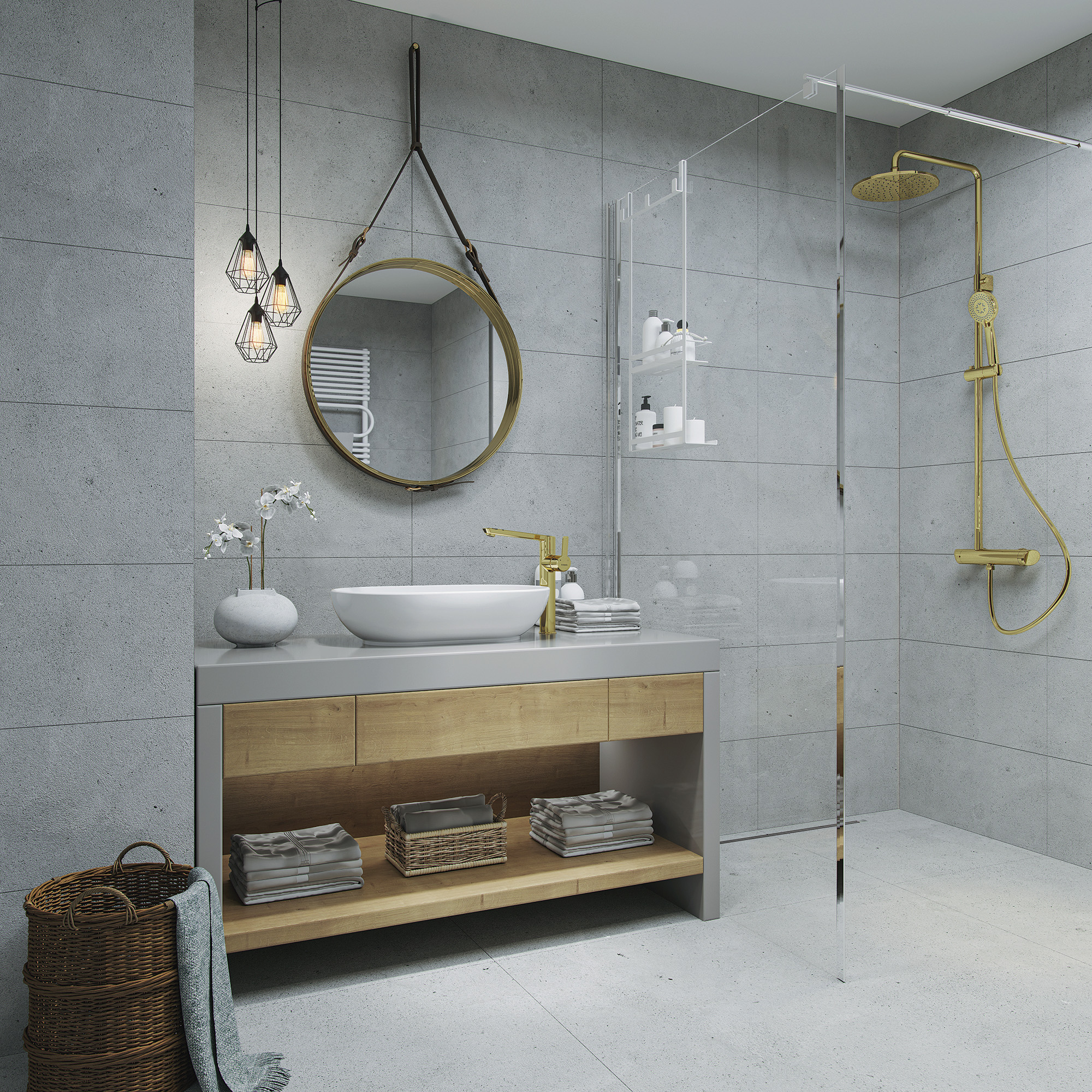 Mitigeur de lavabo rehaussé Deante Arnika 260 sans bonde en PVD doré poli - vue 5