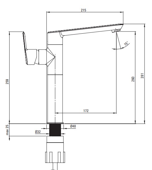 Mitigeur de lavabo rehaussé Deante Arnika 260 sans bonde en PVD doré poli - vue 6
