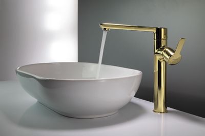 Polished Gold Deante Arnika High Basin Mixer without Waste