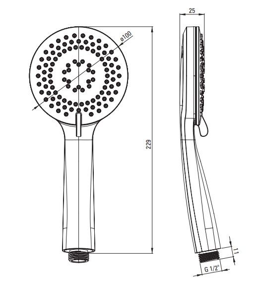 Colonne de douche Deante Arnika 250 avec mitigeur thermostatique en PVD doré poli et douchette à main 3 jets — vue 5