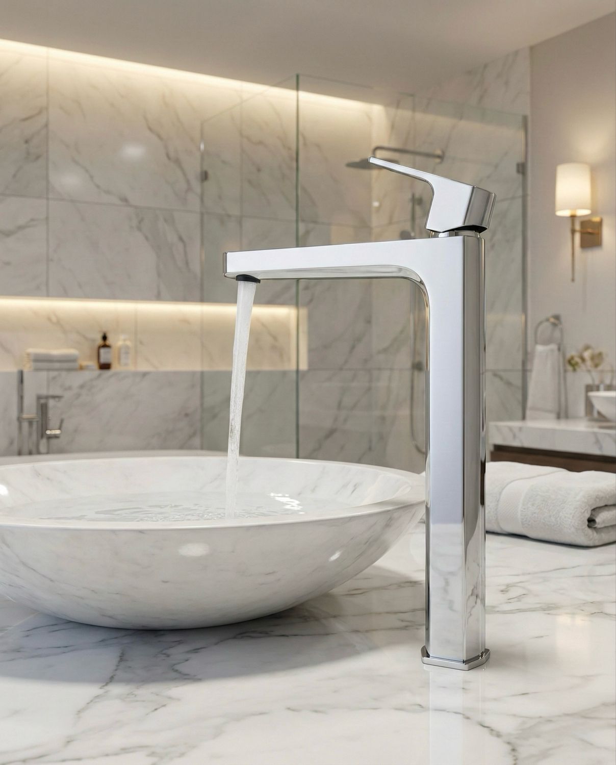 High-Height Basin Mixer Deante Maruna 250 without Waste in Chrome