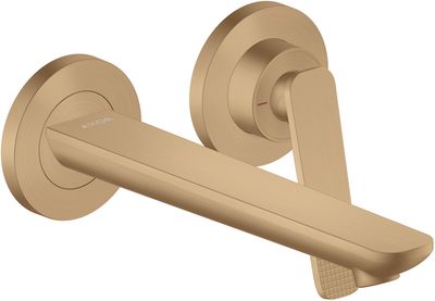 Mitigeur de lavabo encastré AXOR Citterio C 195 mm, avec poignée manette coupe cubique et bonde à écoulement libre en bronze brossé