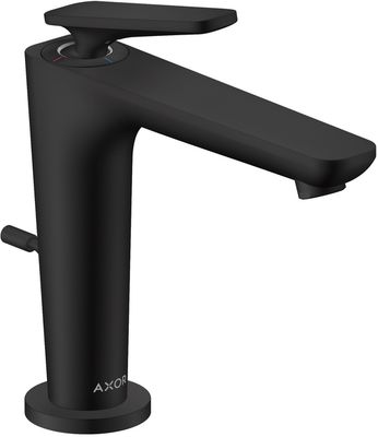Mitigeur de lavabo AXOR Citterio C 125 CoolStart avec poignée manette et tirette et vidage en noir mat