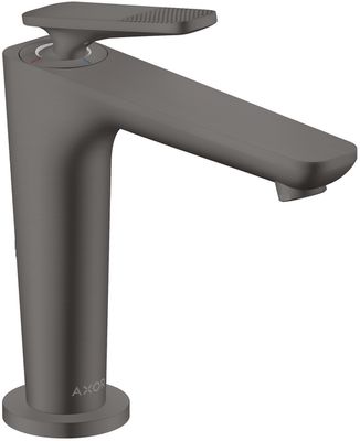 Mitigeur de lavabo AXOR Citterio C 125 CoolStart avec poignée manette coupe cubique et bonde à écoulement libre en noir chromé brossé