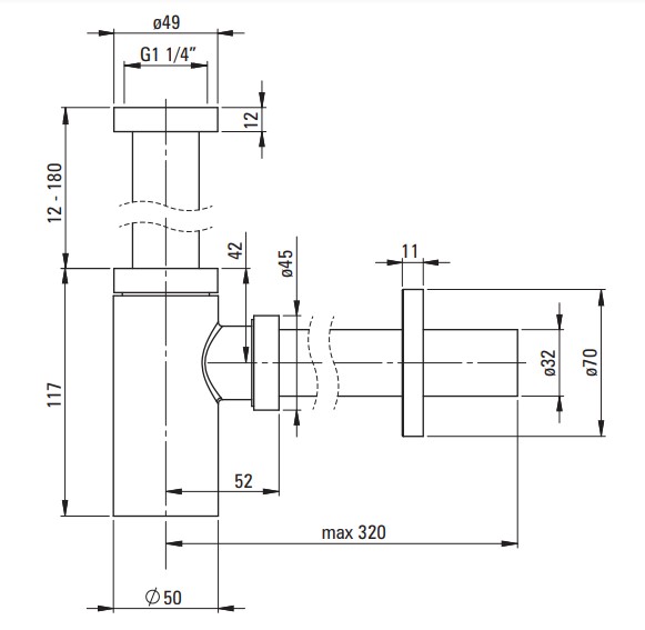 Siphon de lavabo Deante rond en PVD or brossé - vue 2