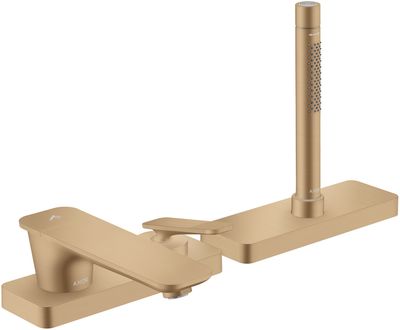 Mitigeur 3 trous pour montage sur bord de baignoire avec sBox AXOR Citterio C coupe cubique en bronze brossé