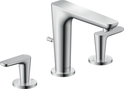 Mélangeur de lavabo 3 trous AXOR Citterio C 125 avec poignées manettes coupe cubique et tirette et vidage