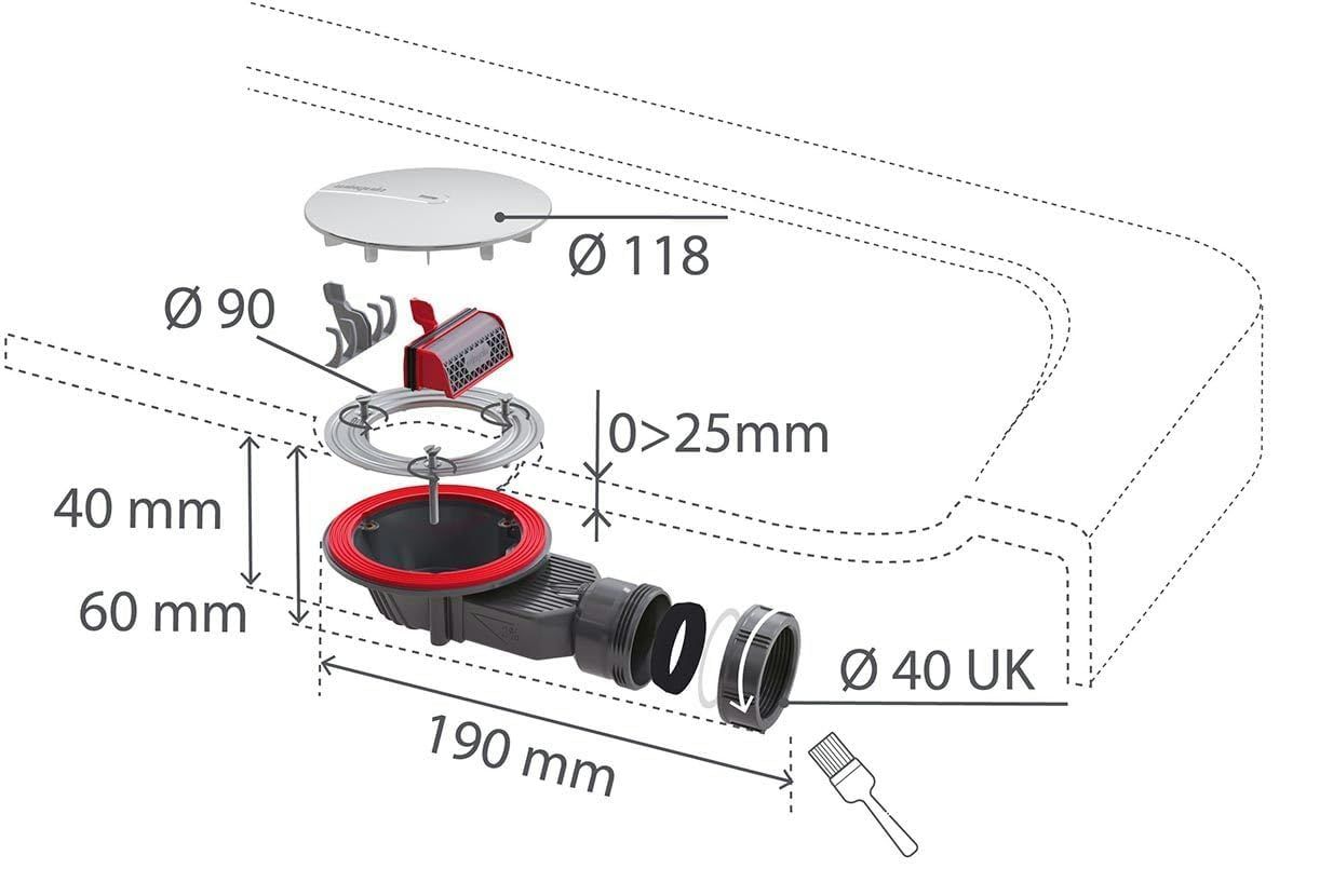 Bonde de douche Wirquin extra-plate Slim+ pour receveur de douche sans dôme - débit d'évacuation 33 L/min — vue 5