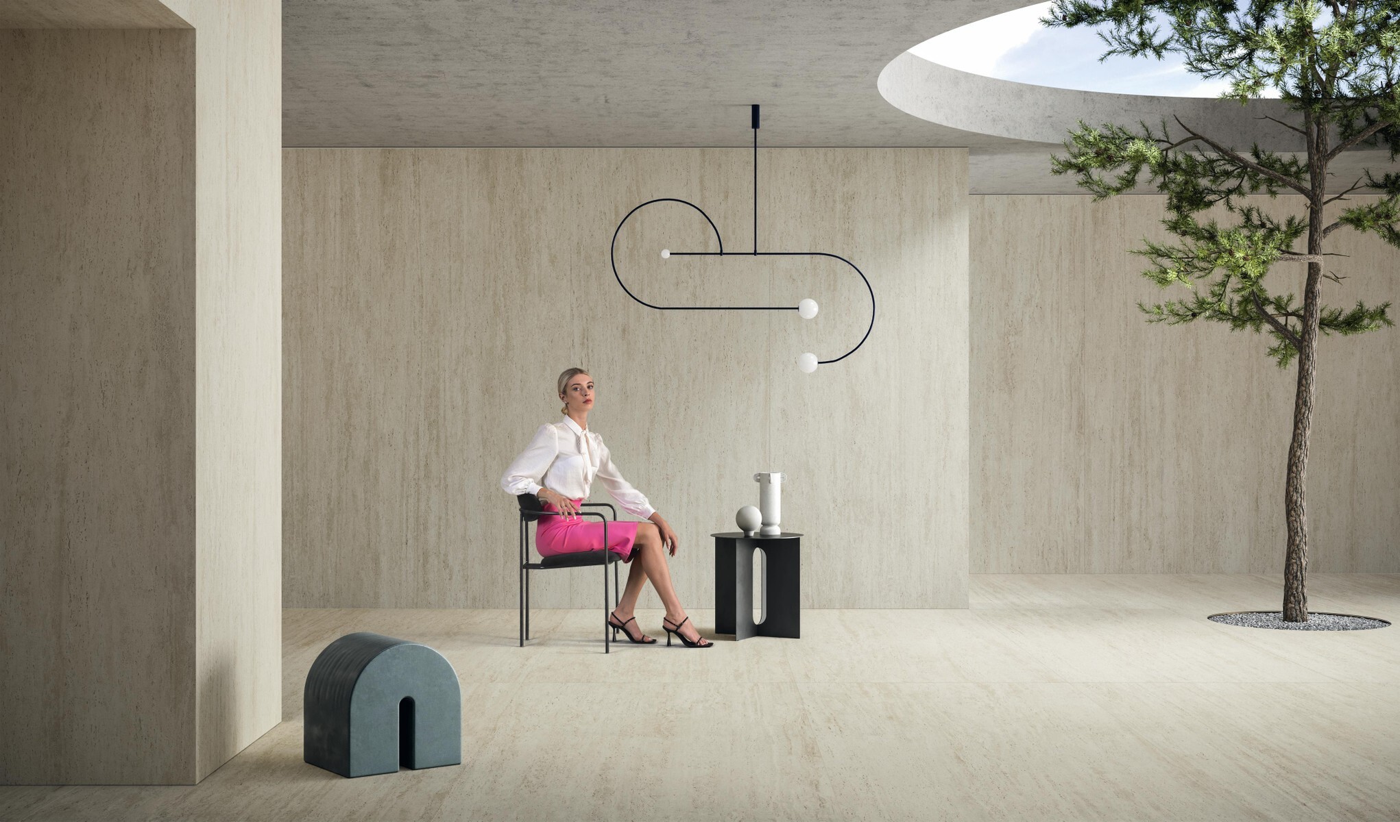 Grès cérame Marvel Travertine White Vein Grip 60 x 120 cm - Atlas Concorde - vue 4