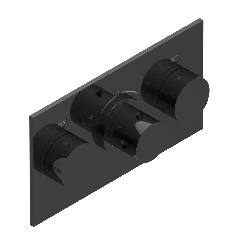 Set de finition THG pour douche thermostatique à encastrer avec deux robinets d'arrêt pour installation horizontale à 2 fonctions - Collection "Yoko"
