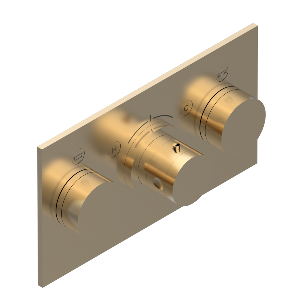 Set de finition THG pour douche thermostatique à encastrer avec deux robinets d'arrêt pour installation horizontale à 2 fonctions - Collection "Yoko" — vue 5