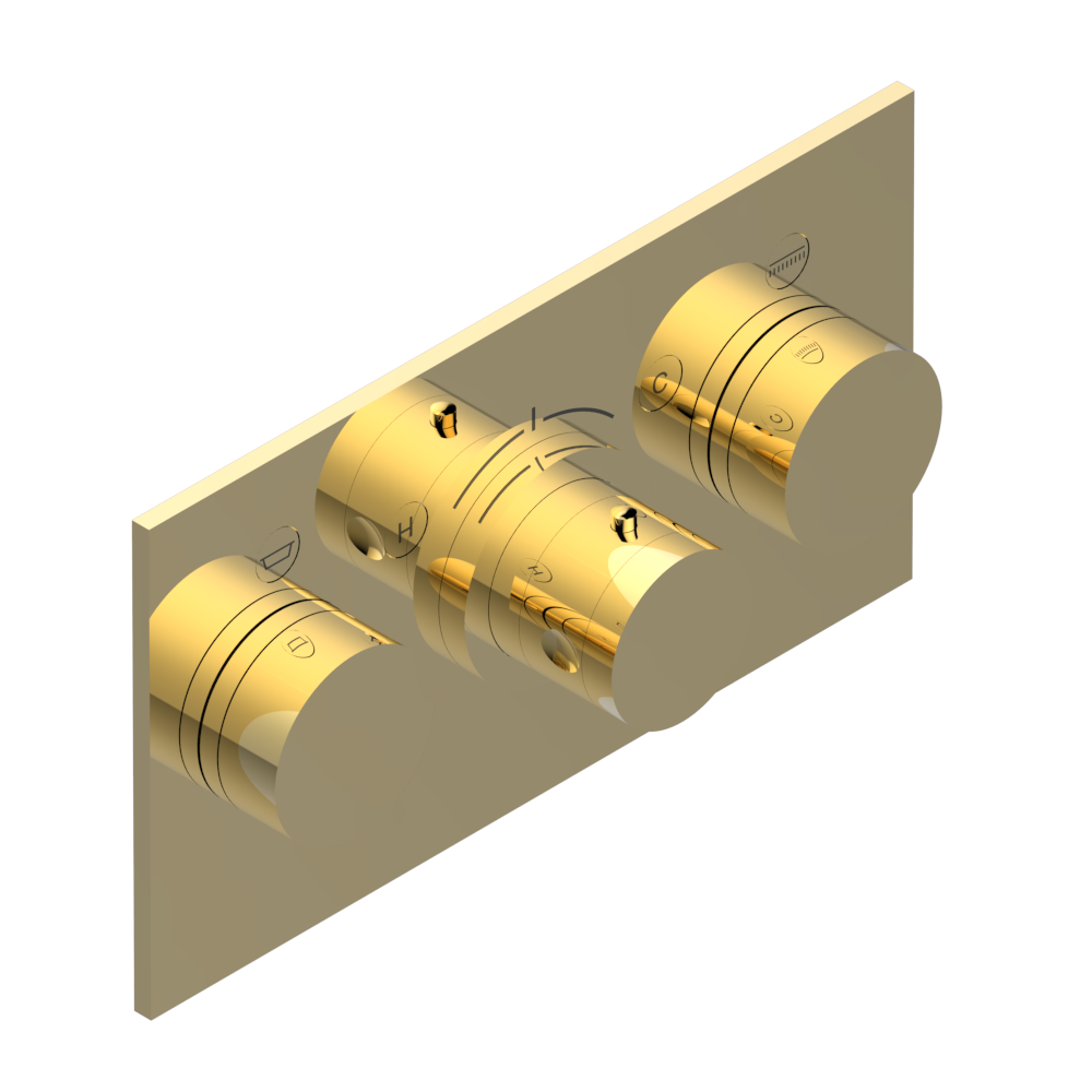 Set de finition THG pour douche thermostatique à encastrer avec deux robinets d'arrêt pour installation horizontale à 2 fonctions - Collection "Yoko" — vue 3