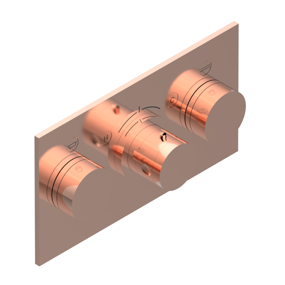 Set de finition THG pour douche thermostatique à encastrer avec deux robinets d'arrêt pour installation horizontale à 2 fonctions - Collection "Yoko" — vue 4