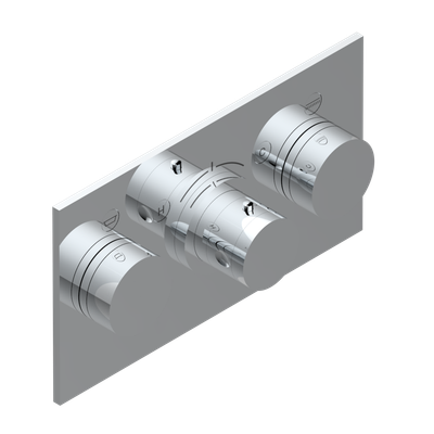 Set de finition THG pour douche thermostatique à encastrer avec deux robinets d'arrêt pour installation horizontale à 2 fonctions - Collection "Yoko"