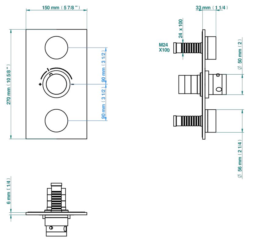 Set de finition THG pour douche thermostatique à encastrer avec deux robinets d'arrêt à 2 fonctions - Collection "Yoko" — vue 5