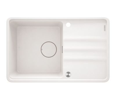 Évier de cuisine Deante Momi en granit albâtre blanc 78x50cm avec égouttoir et vidange automatique.