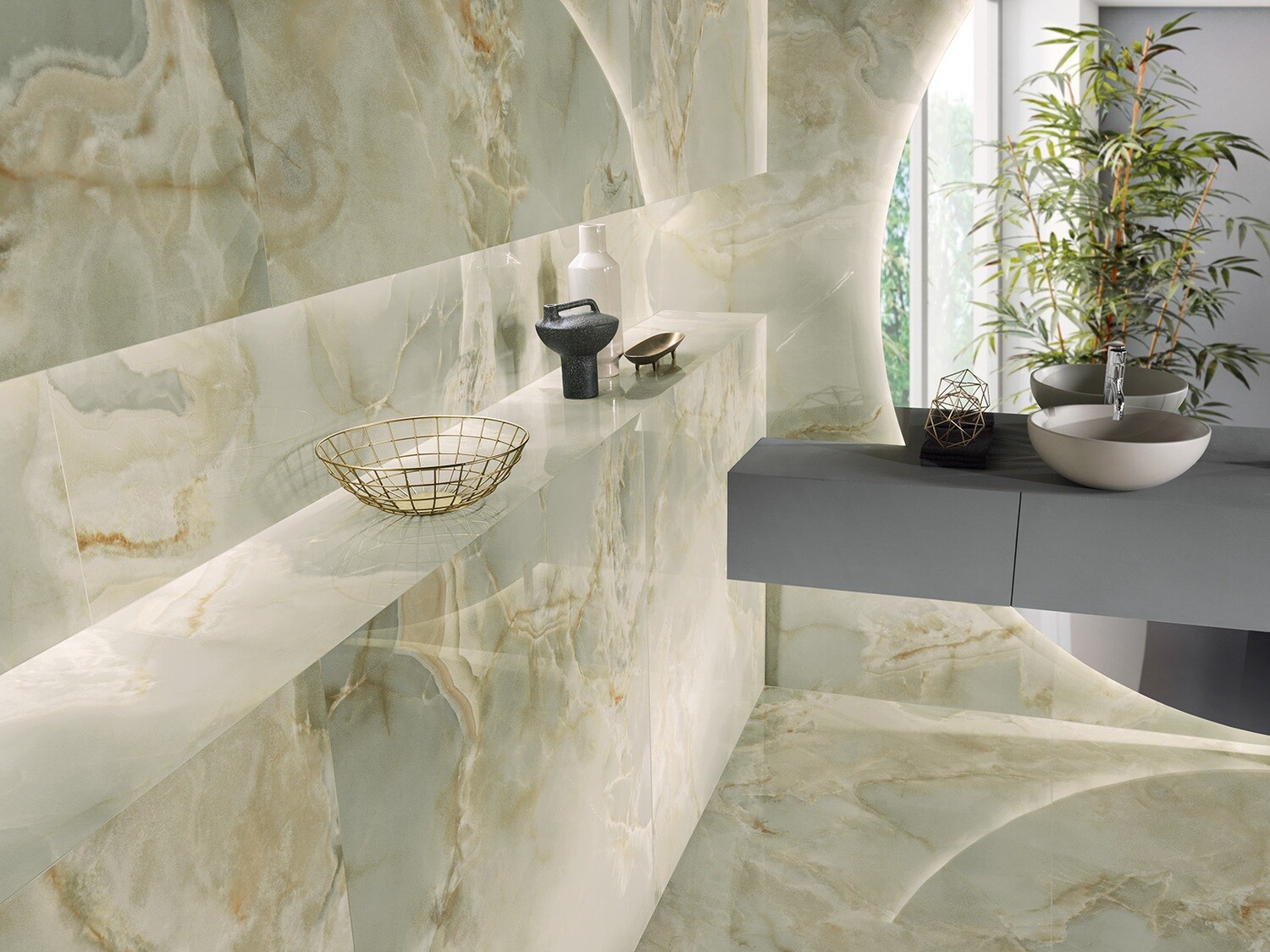 Grès cérame Tagina Onice Reale Smeraldo brillant 60 x 120 cm, rectifié - Choix commercial