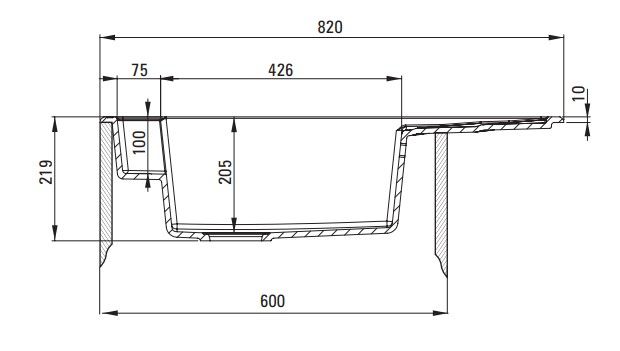 Évier de cuisine encastrable simple bac avec égouttoir granit Deante Magnetic 82 x 50 cm en noir mat avec vidage automatique télescopique gain de place — vue 5