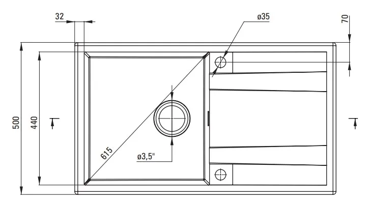 Built-in kitchen sink single bowl with drainer granite Deante Eridan 86 x 50 cm in metallic graphite with automatic drainage