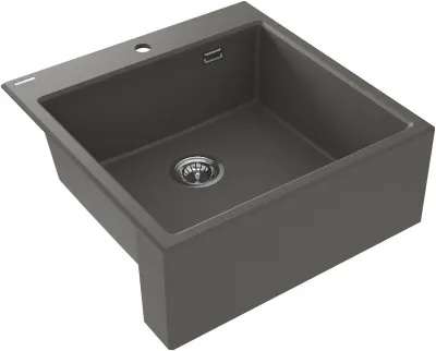 Built-in kitchen sink single bowl granite Deante Eridan 60 x 61 cm in metallic anthracite with automatic drainage