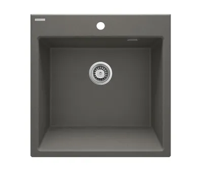 Built-in kitchen sink single bowl granite Deante Eridan 60 x 61 cm in metallic anthracite with automatic drainage