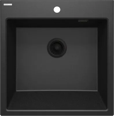 Deante Eridan Single Bowl Granite Kitchen Sink 60 x 61 cm in Metallic Graphite with Automatic Drainage