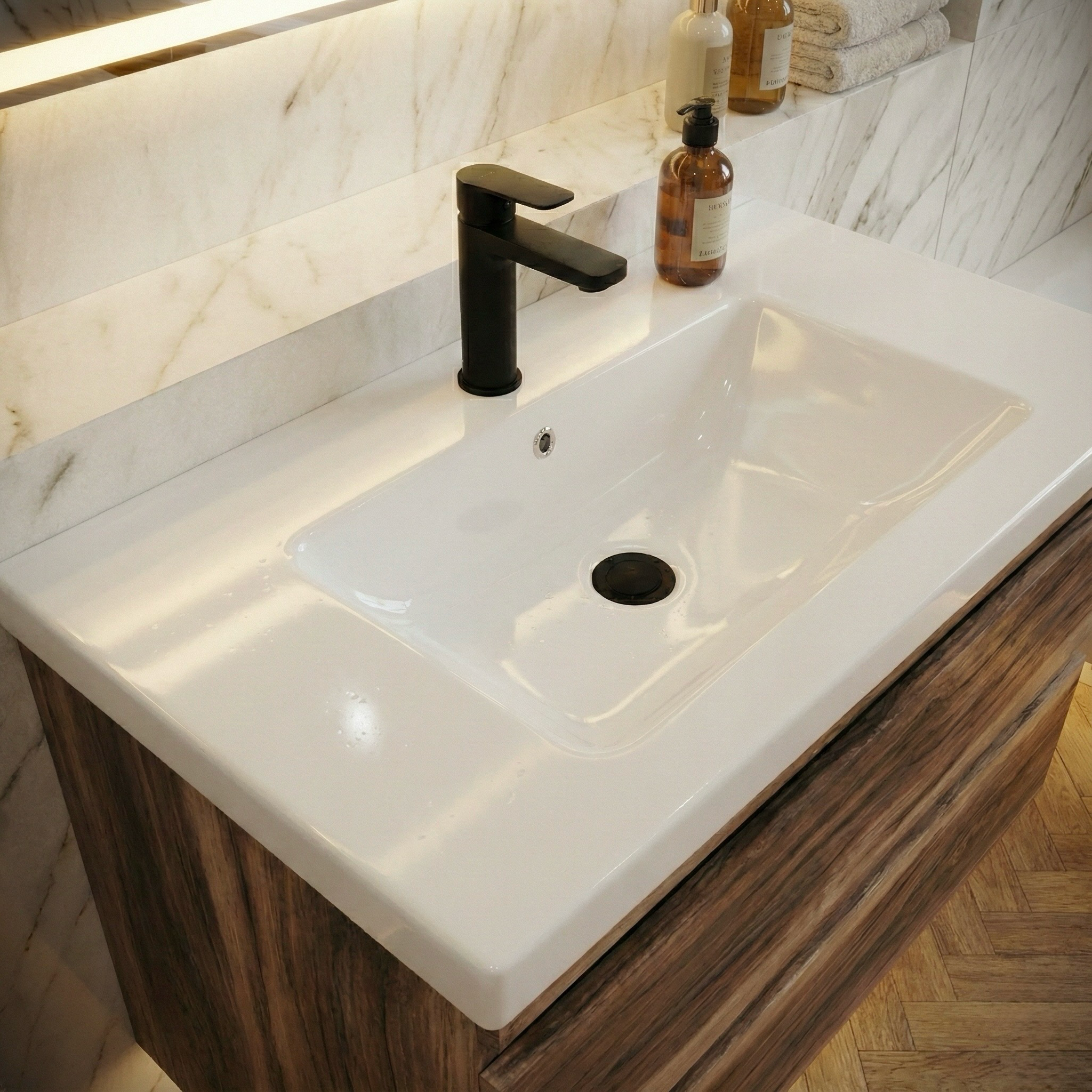 Meuble de salle de bains Spazio 70 cm à deux tiroirs (sans vasque) - vue 2
