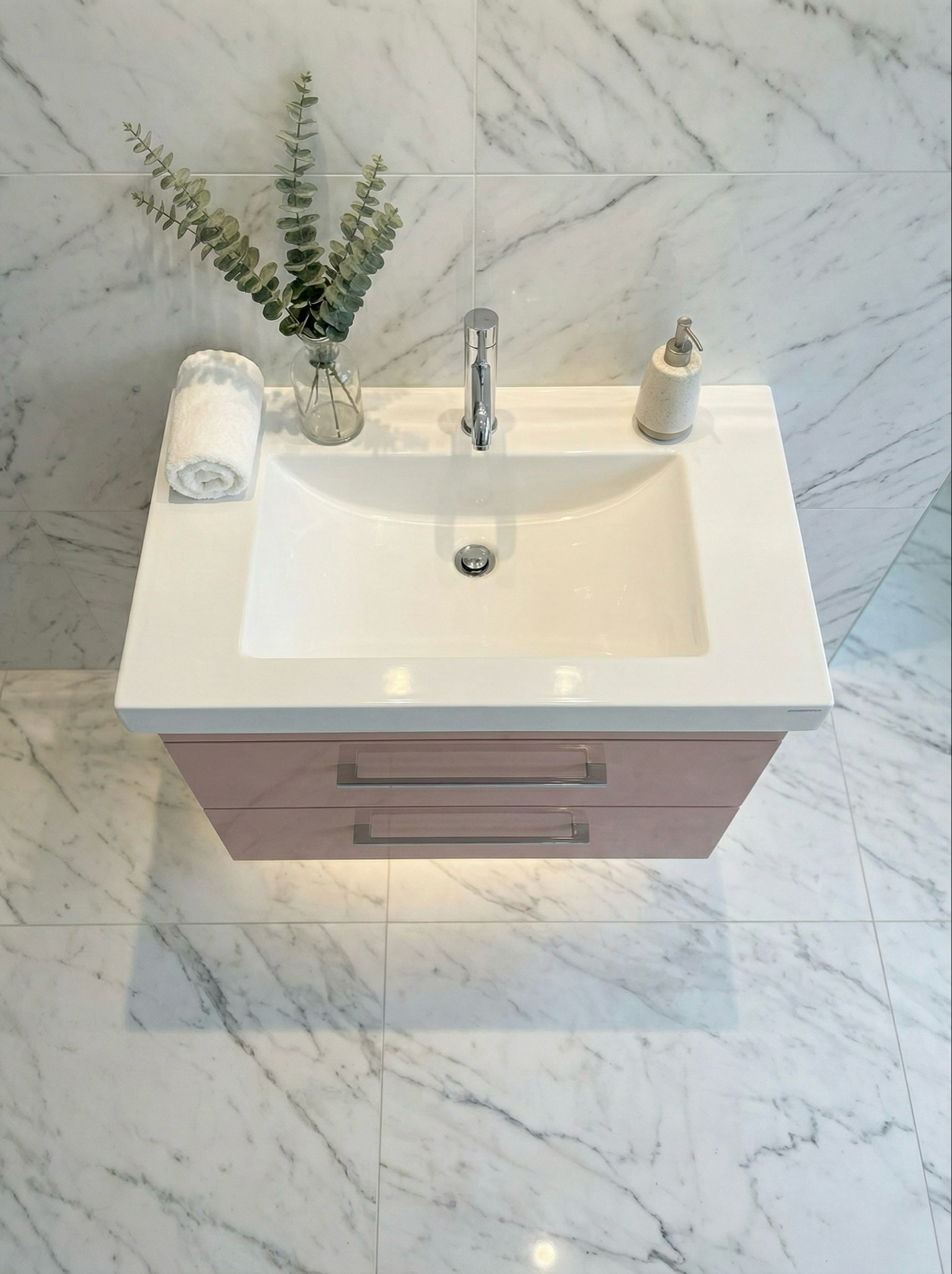 Meuble de salle de bains Spazio 70 cm à deux tiroirs (sans vasque) - vue 4