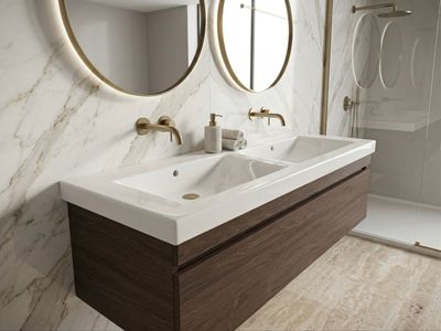 Meuble de salle de bains Spazio double 120 cm à un tiroir (sans vasque)
