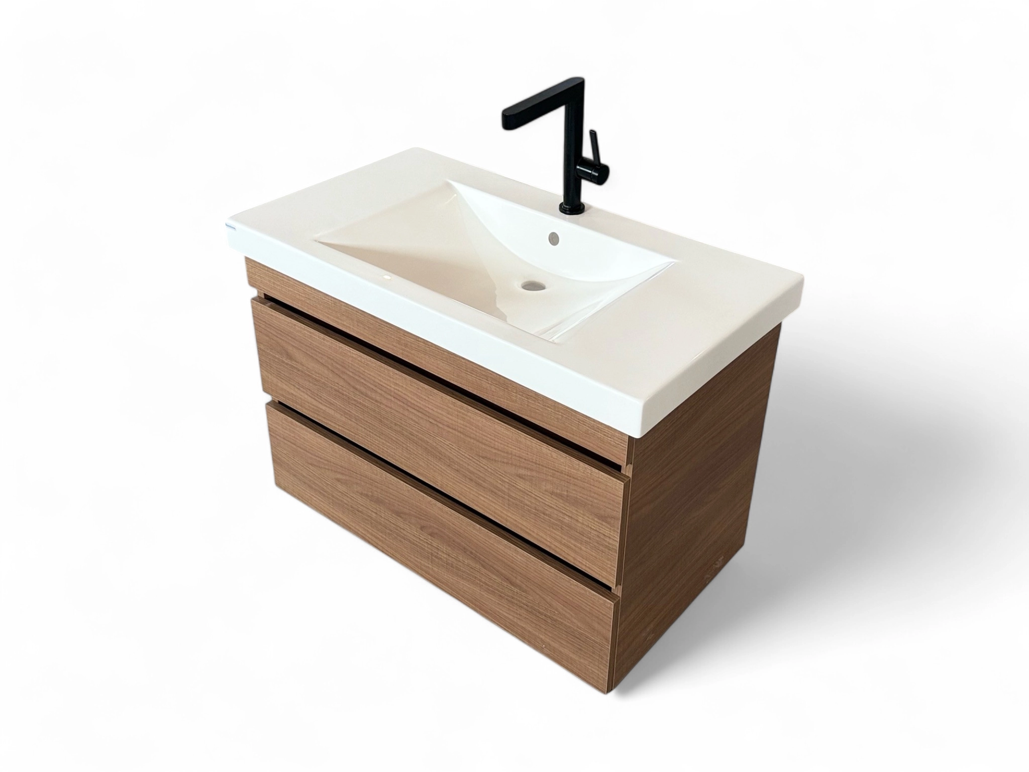 Meuble de salle de bains Spazio 90 cm à deux tiroirs (sans vasque) - vue 8