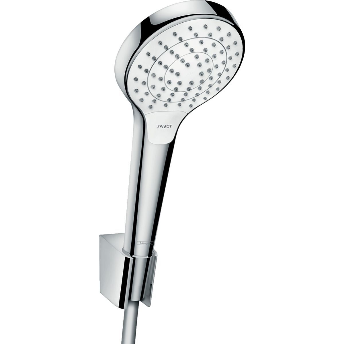 Support mural Hansgrohe avec douchette à main Croma Select S 3 jets et flexible Isiflex 1,25 m
