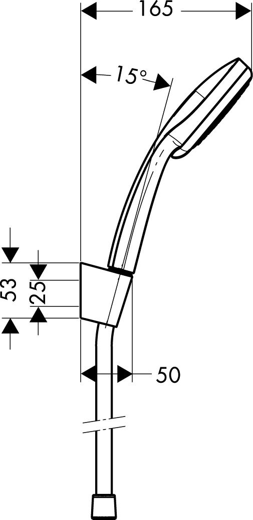 Support mural Hansgrohe avec douchette à main Croma Vario 4 jets et flexible Isiflex