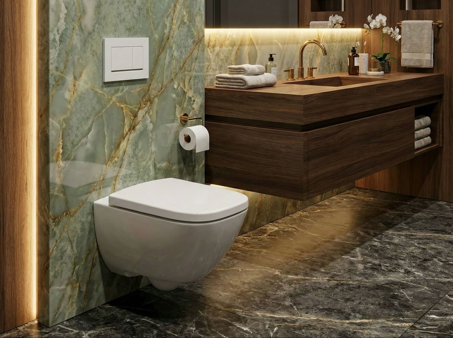 Geberit Premium Square Rimfree Wall-Hung Toilet Set with Concealed Fixings and Detachable Antibacterial Soft-Close Seat