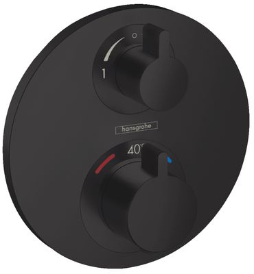 Set de finition pour mitigeur thermostatique encastré avec inverseur Hansgrohe Ecostat S en noir mat