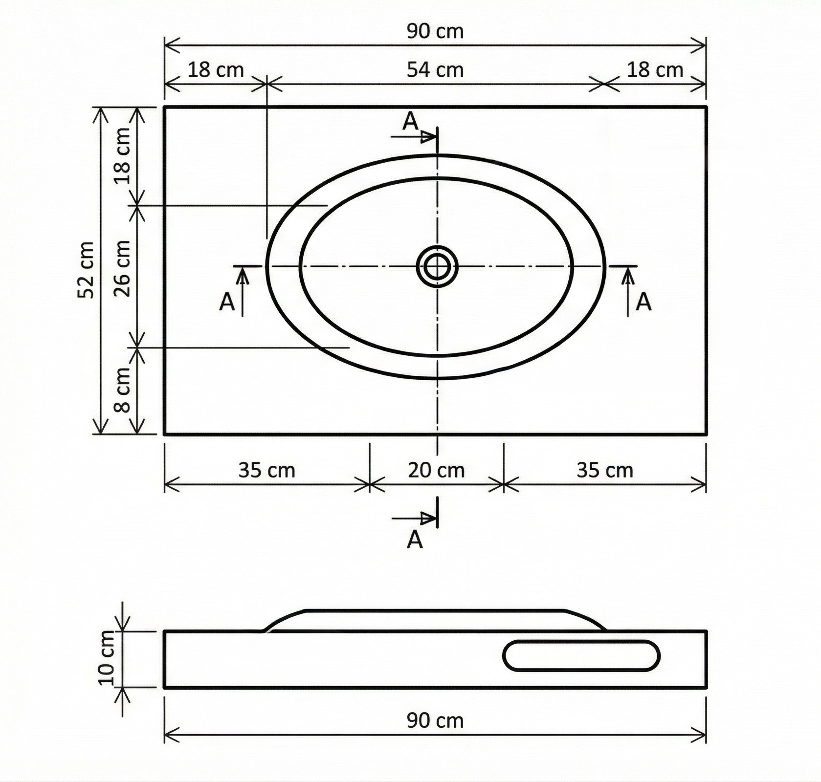 Plan AquaStone 90 cm granité noir - vue 3