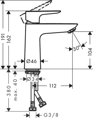 Mitigeur de lavabo Hansgrohe Talis E 110 sans tirette ni vidage