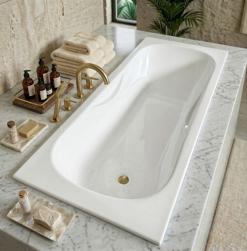 Baignoire Relax 170 x 70 cm avec accoudoirs et zone douche antidérapante
