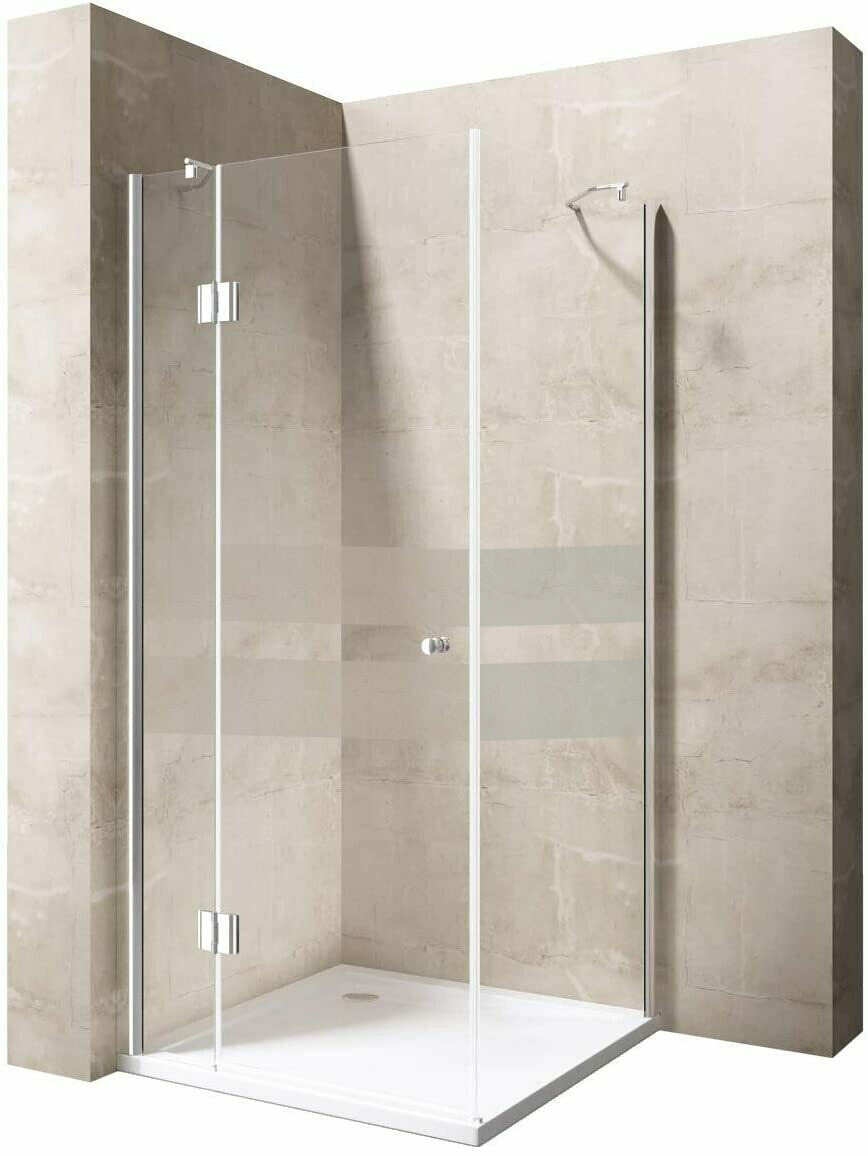 Cabine de douche Innovativ en verre trempé (Securit) sablées et porte pivotante