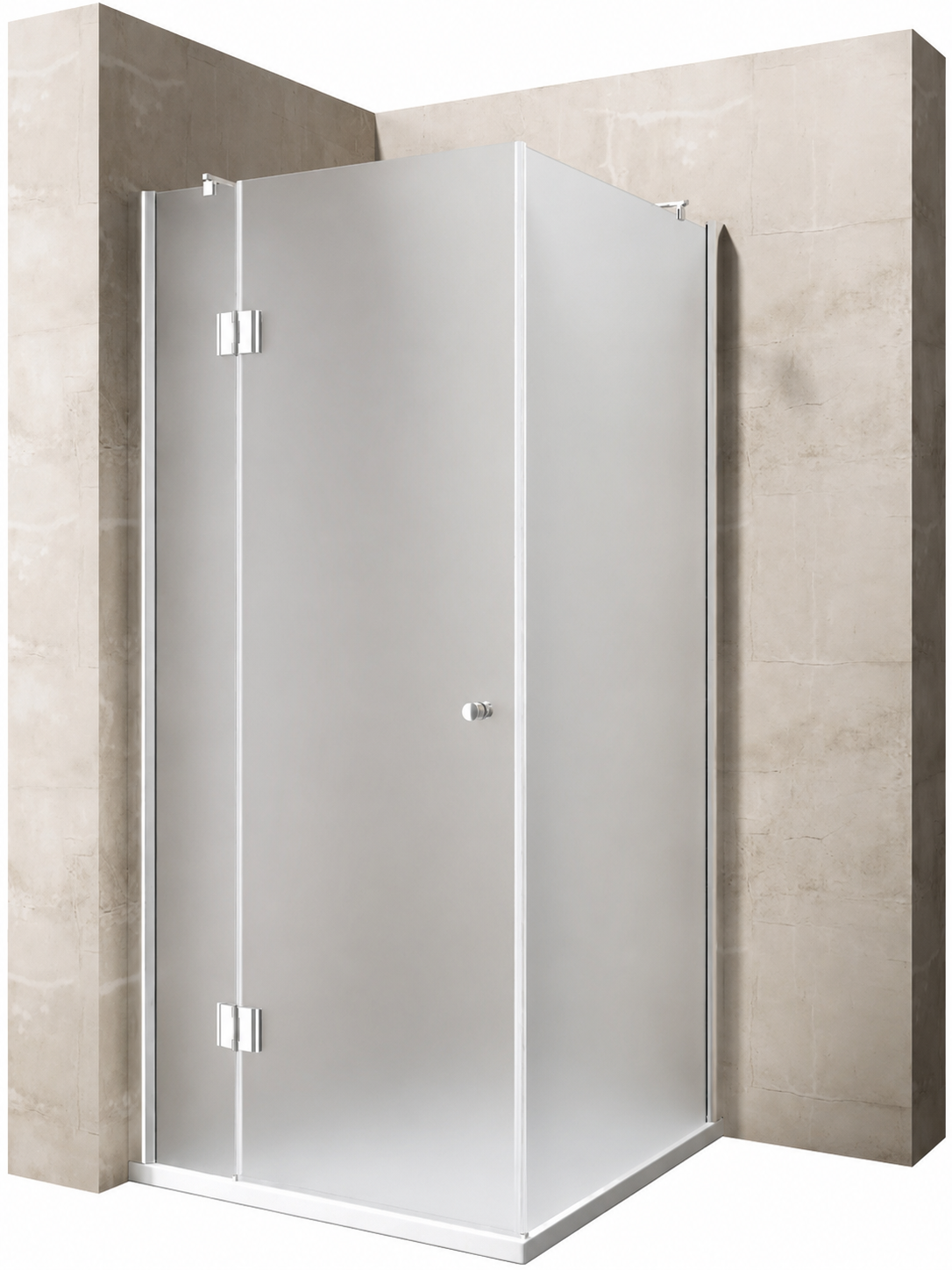 Cabine de douche Innovativ en verre trempé (Securit) sablé et porte pivotante - vue 3