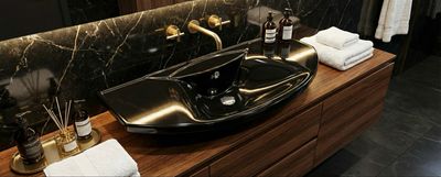 Black granite Meditec washbasin 95 cm