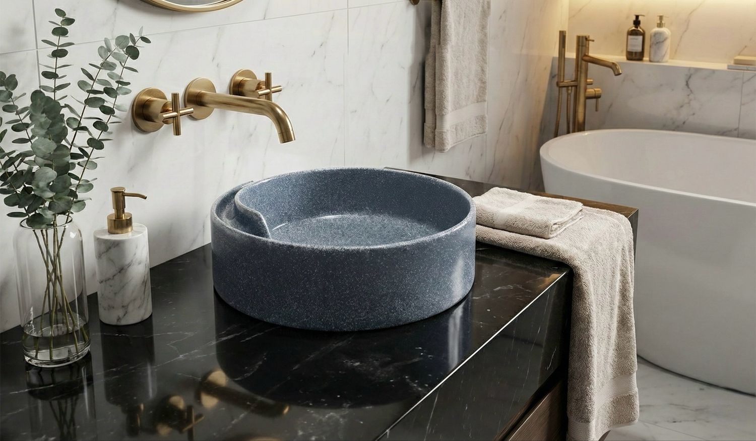 Bol à poser "Arobase" 40 cm granité gris — Vue produit 2