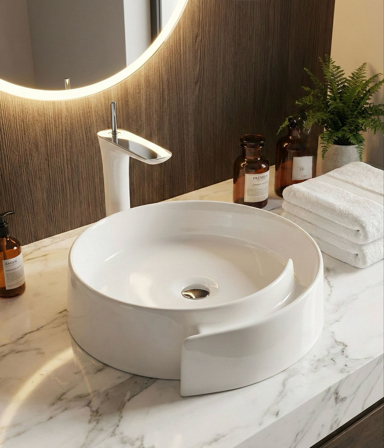 Bol à poser "Arobase" 40 cm en blanc