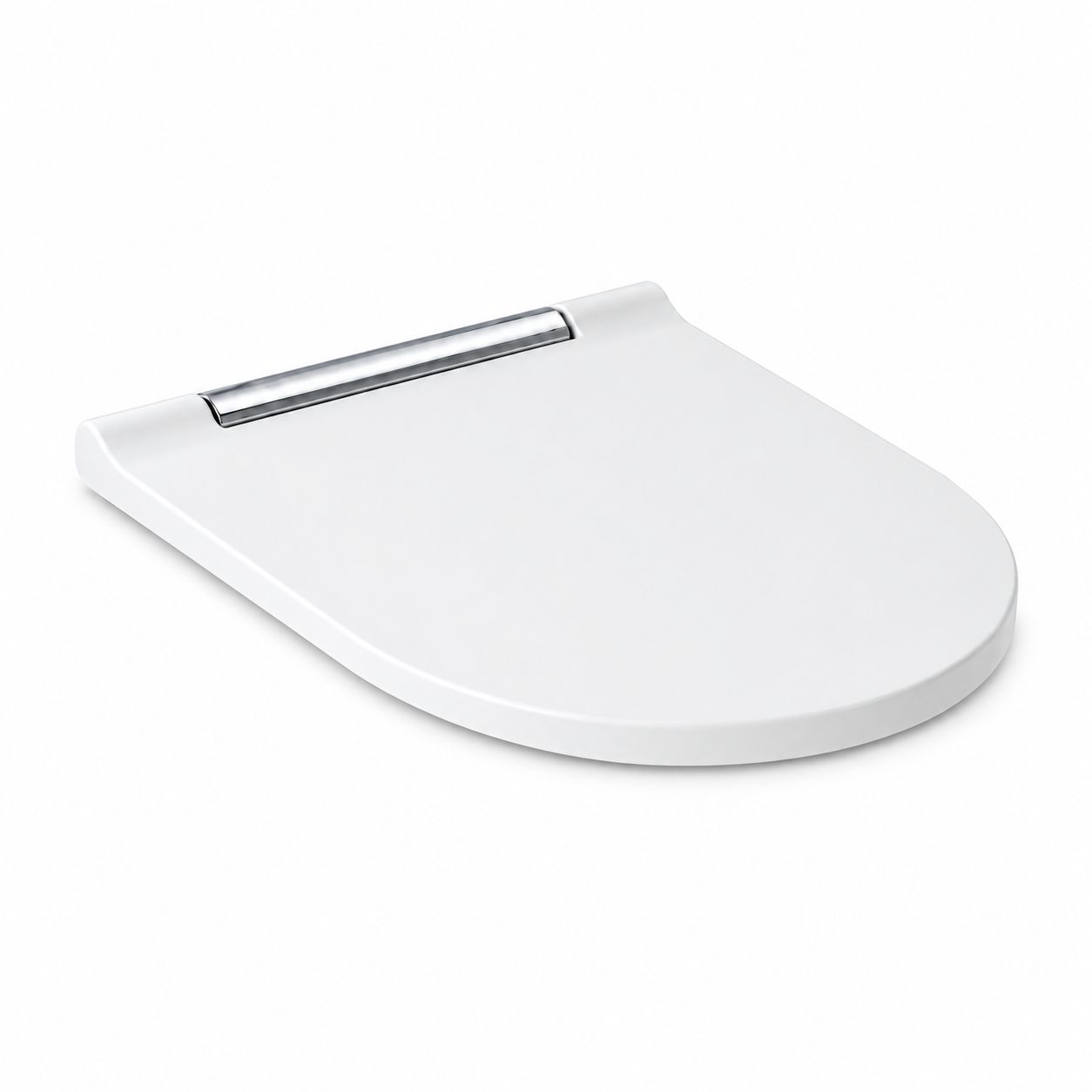 Abattant antibactérien WC Geberit One à abaissement automatique, cache blanc chromé brillant