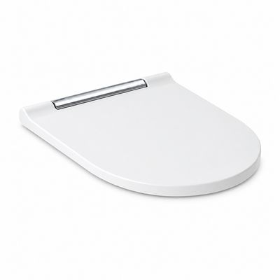 Abattant antibactérien WC Geberit One à abaissement automatique, cache blanc chromé brillant