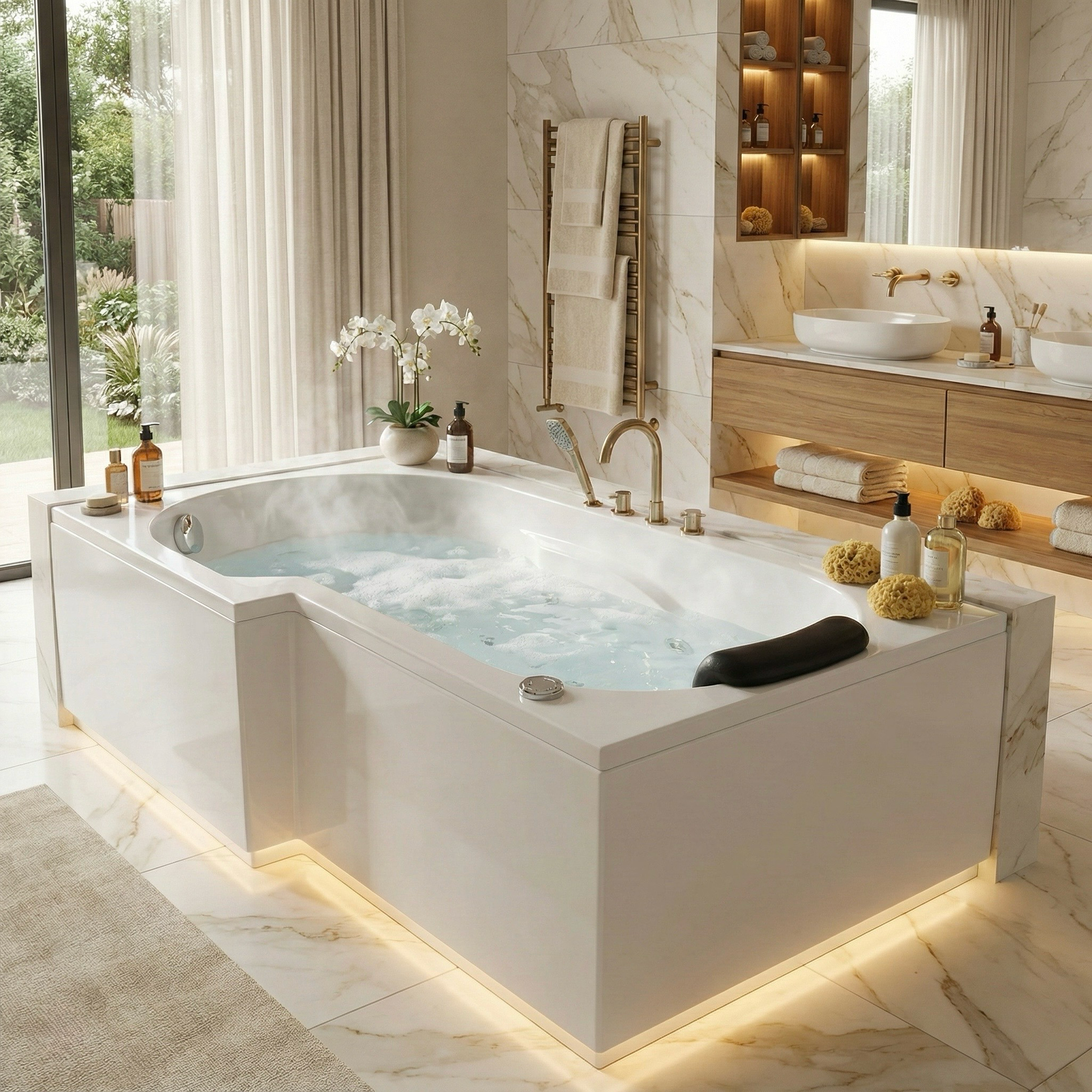 Baignoire Twin gauche hydromassage mixte 160 x 85 cm - vue 2